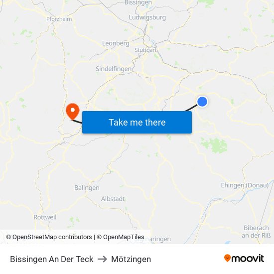 Bissingen An Der Teck to Mötzingen map