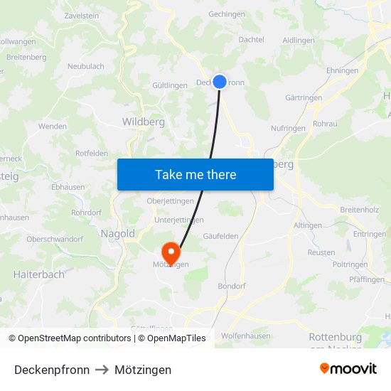 Deckenpfronn to Mötzingen map