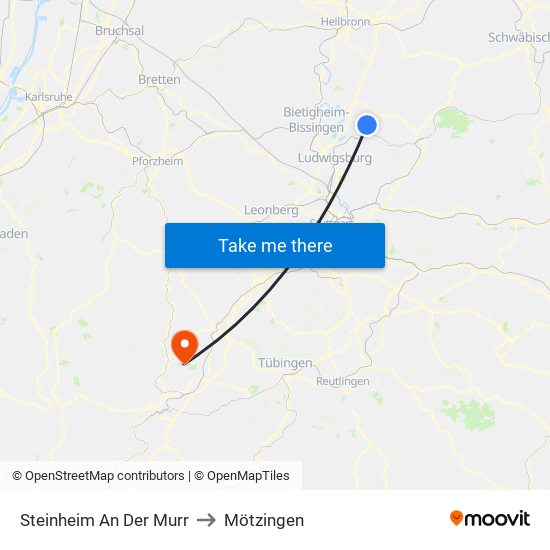 Steinheim An Der Murr to Mötzingen map