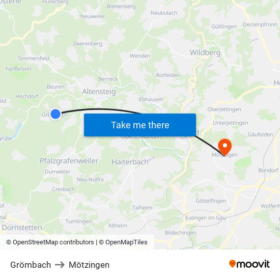 Grömbach to Mötzingen map