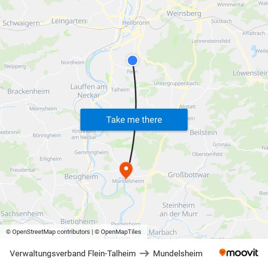 Verwaltungsverband Flein-Talheim to Mundelsheim map