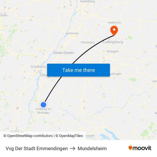 Vvg Der Stadt Emmendingen to Mundelsheim map