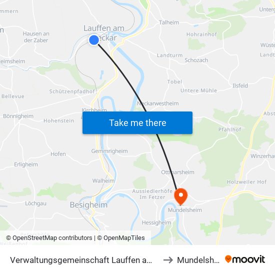 Verwaltungsgemeinschaft Lauffen am Neckar to Mundelsheim map
