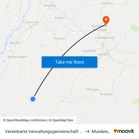 Vereinbarte Verwaltungsgemeinschaft Freudenstadt to Mundelsheim map