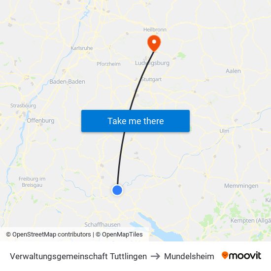 Verwaltungsgemeinschaft Tuttlingen to Mundelsheim map