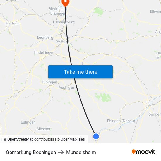 Gemarkung Bechingen to Mundelsheim map