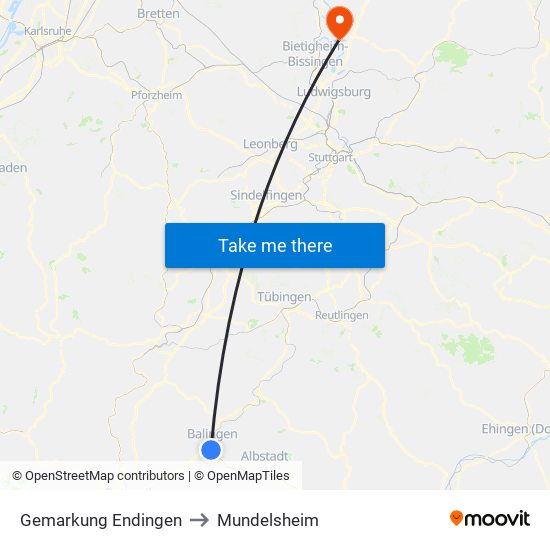 Gemarkung Endingen to Mundelsheim map