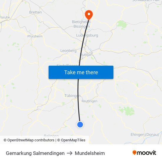 Gemarkung Salmendingen to Mundelsheim map