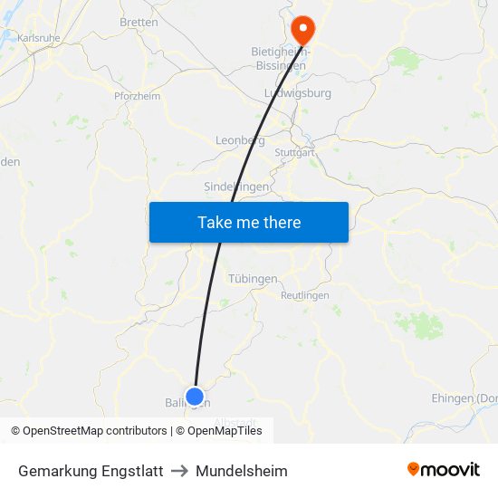 Gemarkung Engstlatt to Mundelsheim map