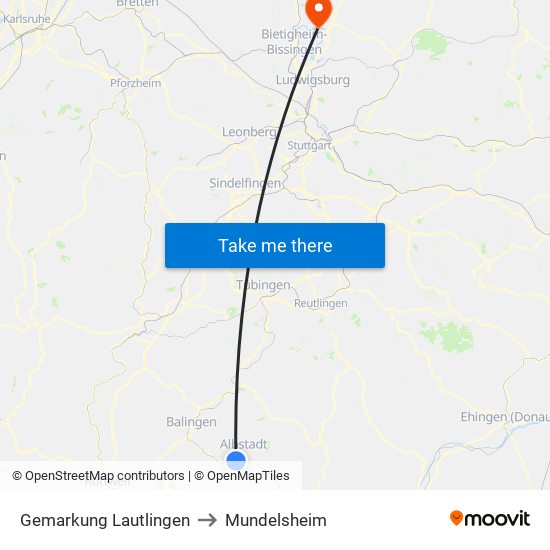 Gemarkung Lautlingen to Mundelsheim map