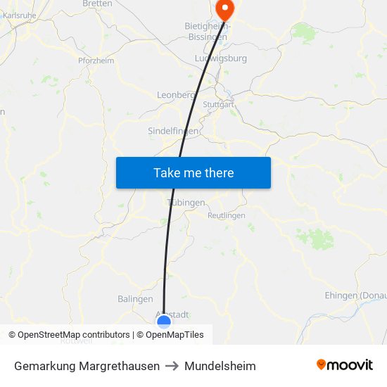 Gemarkung Margrethausen to Mundelsheim map