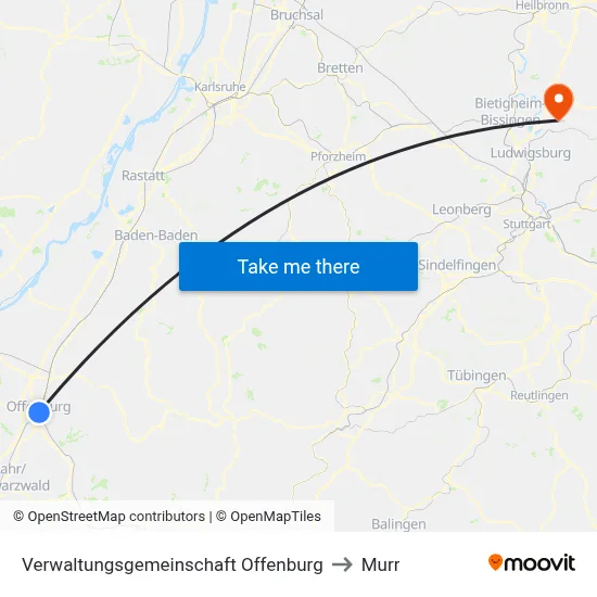 Verwaltungsgemeinschaft Offenburg to Murr map