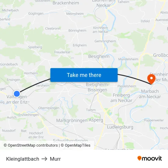 Kleinglattbach to Murr map
