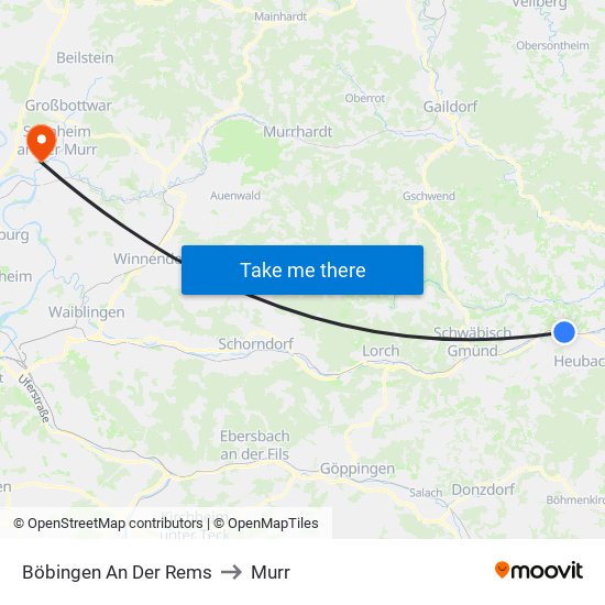 Böbingen An Der Rems to Murr map