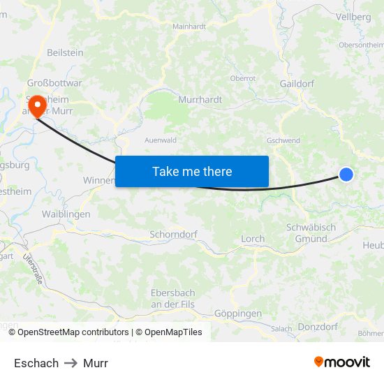 Eschach to Murr map