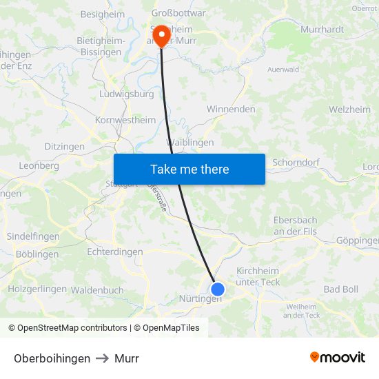 Oberboihingen to Murr map