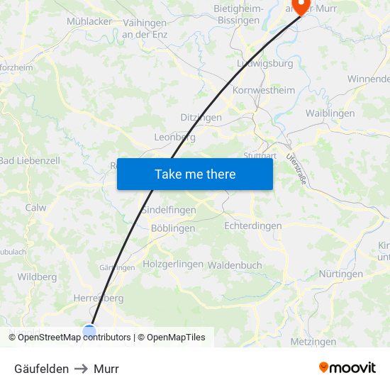 Gäufelden to Murr map