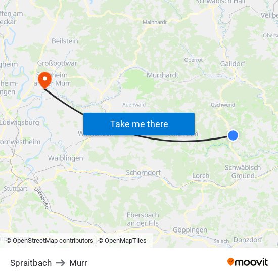 Spraitbach to Murr map