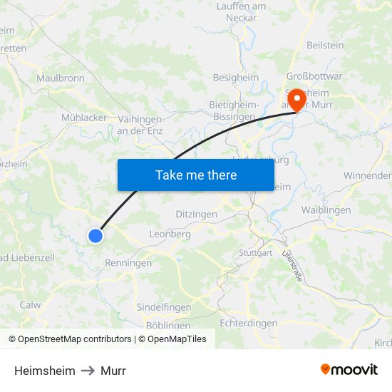 Heimsheim to Murr map