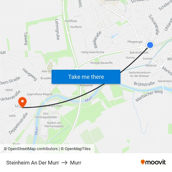 Steinheim An Der Murr to Murr map
