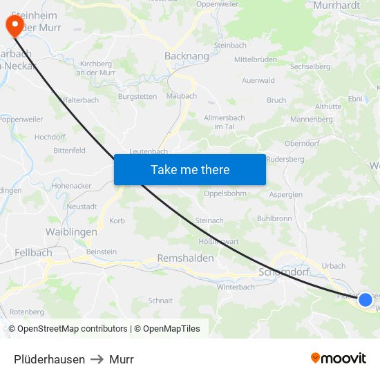 Plüderhausen to Murr map