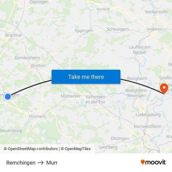 Remchingen to Murr map