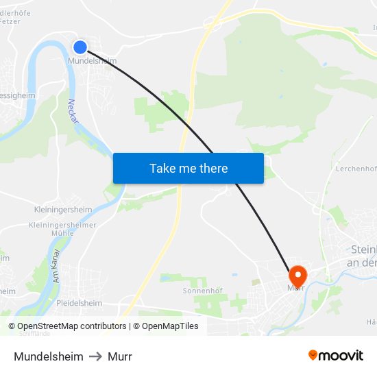 Mundelsheim to Murr map