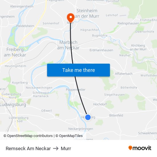Remseck Am Neckar to Murr map