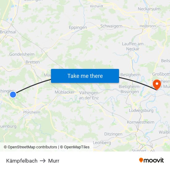 Kämpfelbach to Murr map