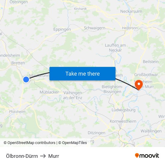Ölbronn-Dürrn to Murr map