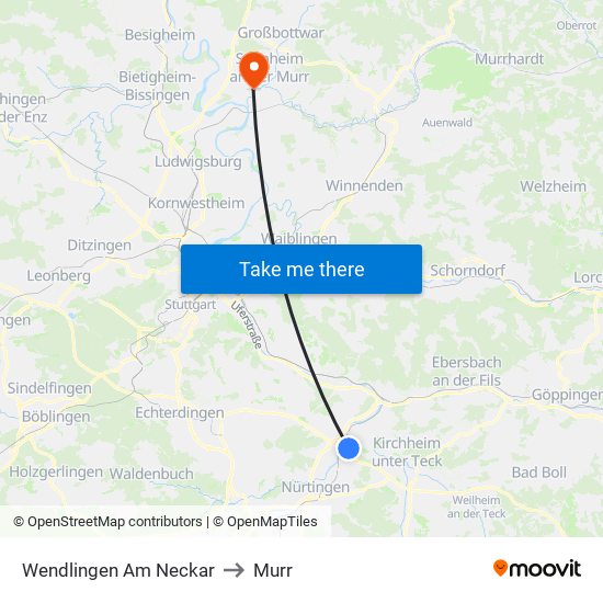 Wendlingen Am Neckar to Murr map
