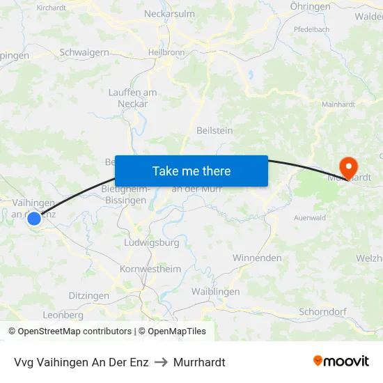 Vvg Vaihingen An Der Enz to Murrhardt map