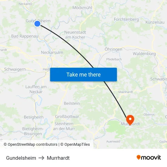 Gundelsheim to Murrhardt map