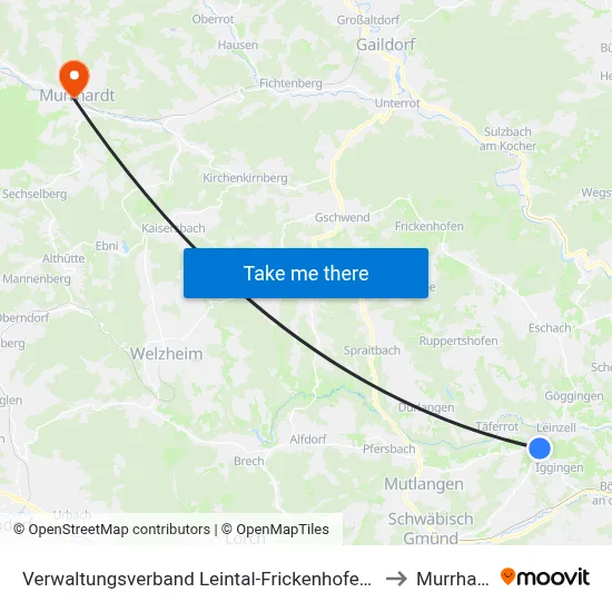 Verwaltungsverband Leintal-Frickenhofer Höhe to Murrhardt map