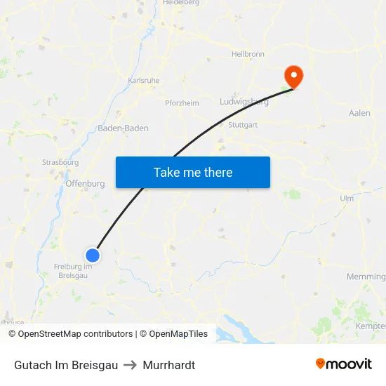 Gutach Im Breisgau to Murrhardt map