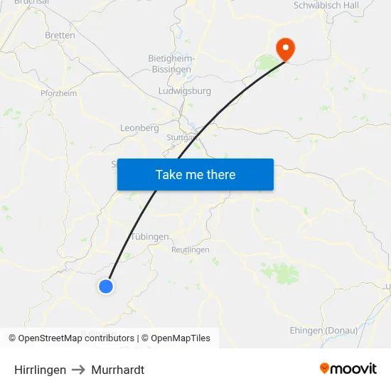 Hirrlingen to Murrhardt map