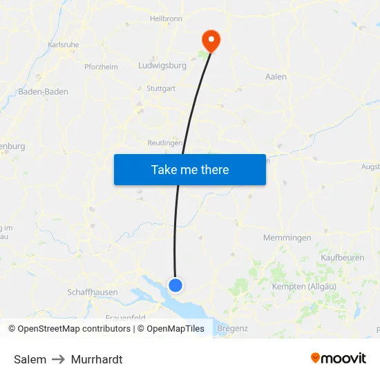 Salem to Murrhardt map