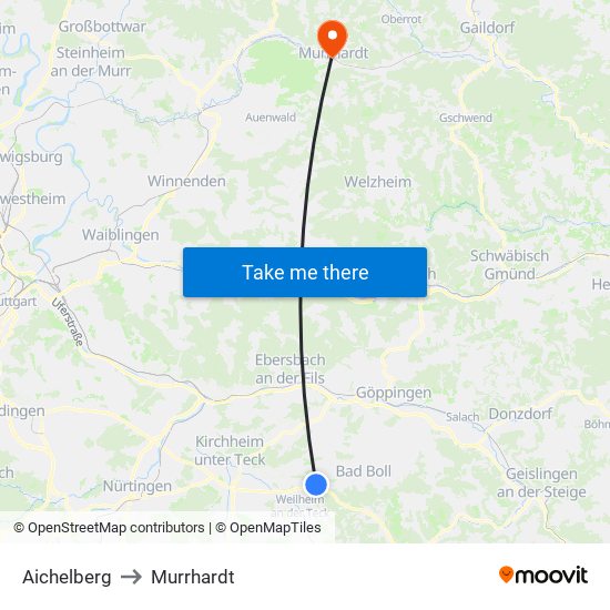 Aichelberg to Murrhardt map