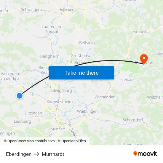 Eberdingen to Murrhardt map