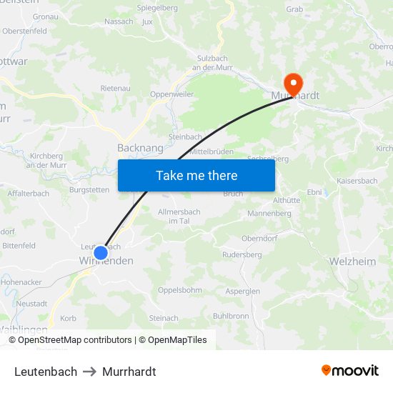 Leutenbach to Murrhardt map