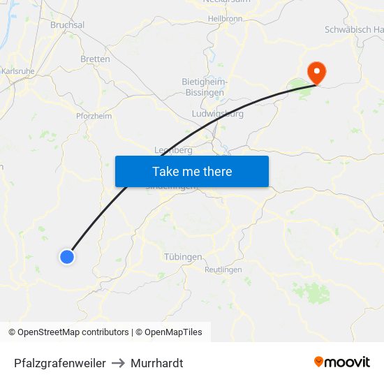 Pfalzgrafenweiler to Murrhardt map