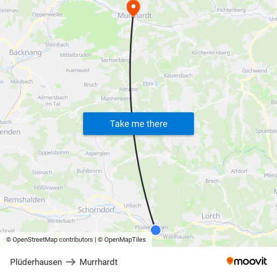 Plüderhausen to Murrhardt map