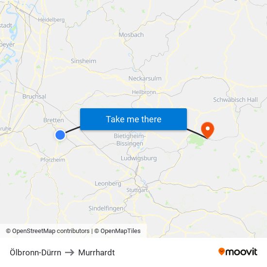 Ölbronn-Dürrn to Murrhardt map