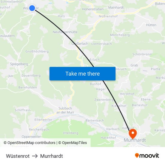 Wüstenrot to Murrhardt map