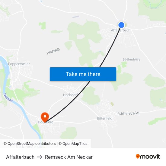 Affalterbach to Remseck Am Neckar map