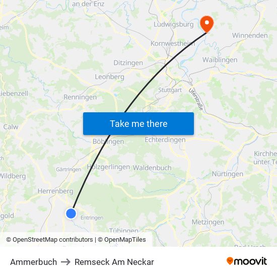 Ammerbuch to Remseck Am Neckar map