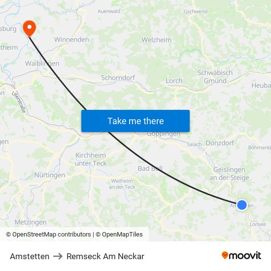 Amstetten to Remseck Am Neckar map