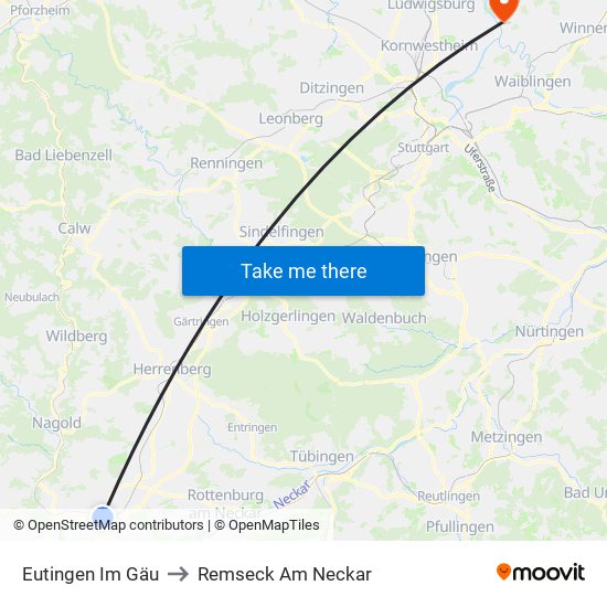 Eutingen Im Gäu to Remseck Am Neckar map