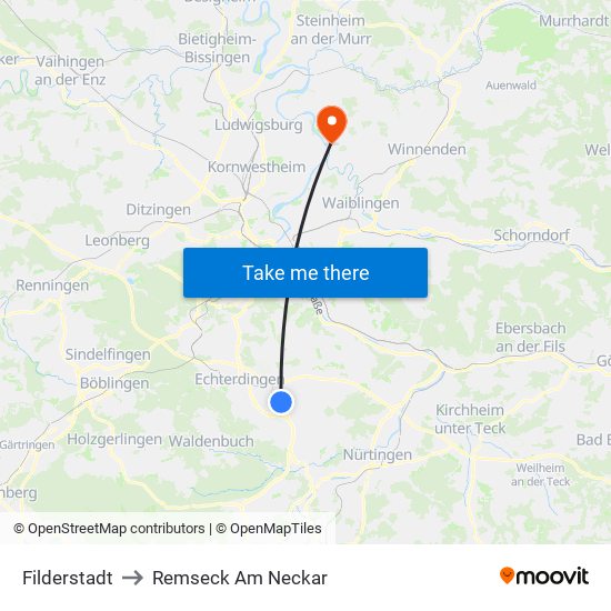 Filderstadt to Remseck Am Neckar map