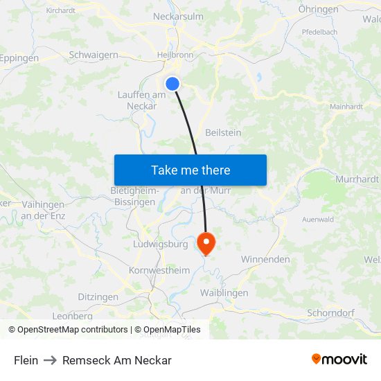 Flein to Remseck Am Neckar map